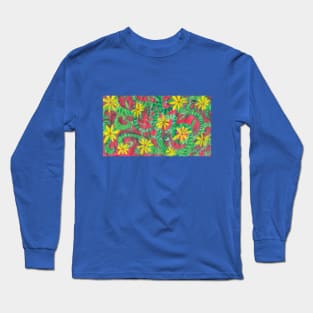 a snake under the yellow flowers Long Sleeve T-Shirt